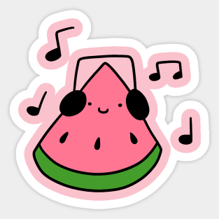 Watermelon Slice with Headphones Sticker